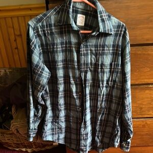 Blue Plaid Button-Up Shirt